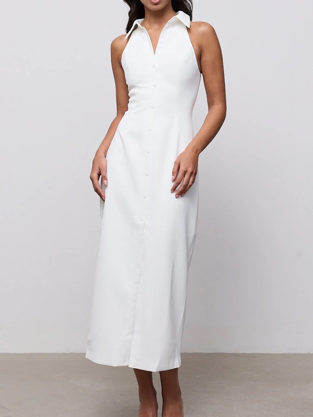 ODD MUSE COLLAR MAXI DRESS WHITE - M
